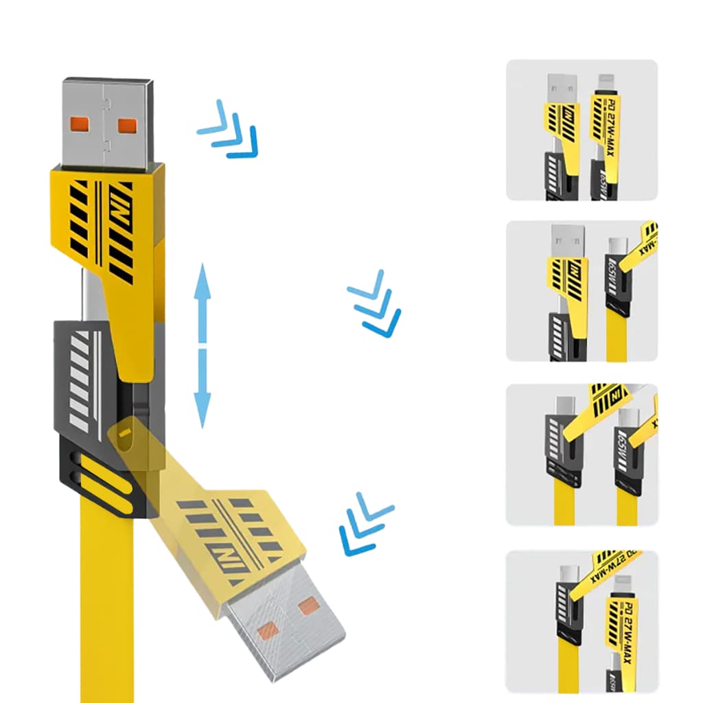 Cabo Carregador Inova 4 em 1 65W Emborrachado USB C Lightning iPhone Android PD Turbo