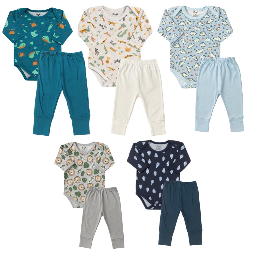 Kit 10 peças 5 Body bebê 5 mijão bebê vira pé tecido confortavel roupa de bebê enxoval de bebê