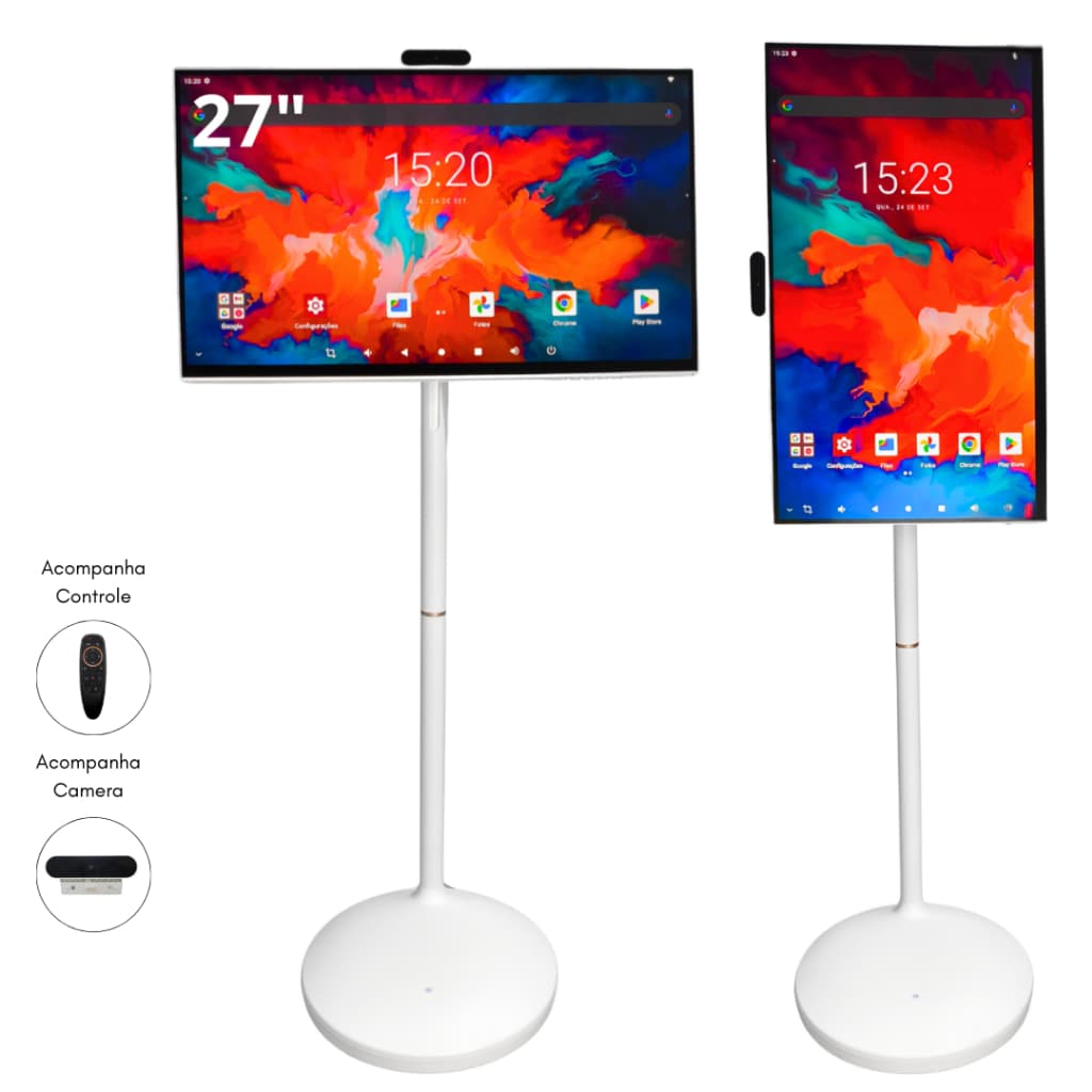 Monitor Touchscreen 27” FullHD Antirreflexo WiFi Bluetooth All in One Comando de Voz IA Webcam