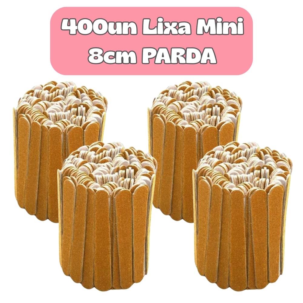 Kit Mini Lixa de Unha 8cm PARDA – Descartável, Uso Profissional, Ideal para Manicure e Pedicure