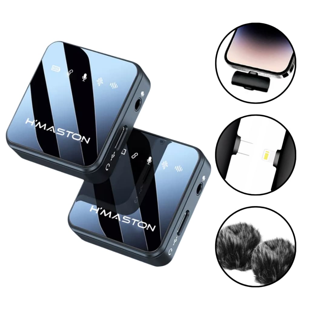 Microfone Sem Fio Lapela Hmaston Profissional Compatível Celular Som Limpo Longa Duração