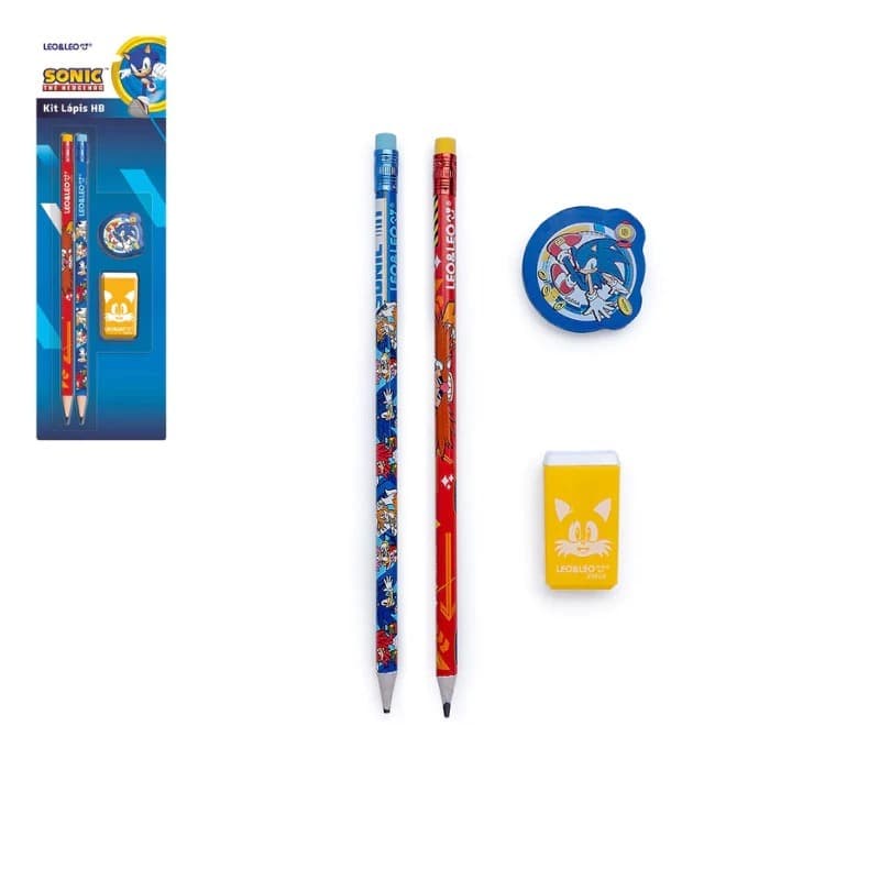 KIT LAPIS HB SONIC 2 LAPIS/APONTADOR/BORRACHA Escolar LEO&LEO