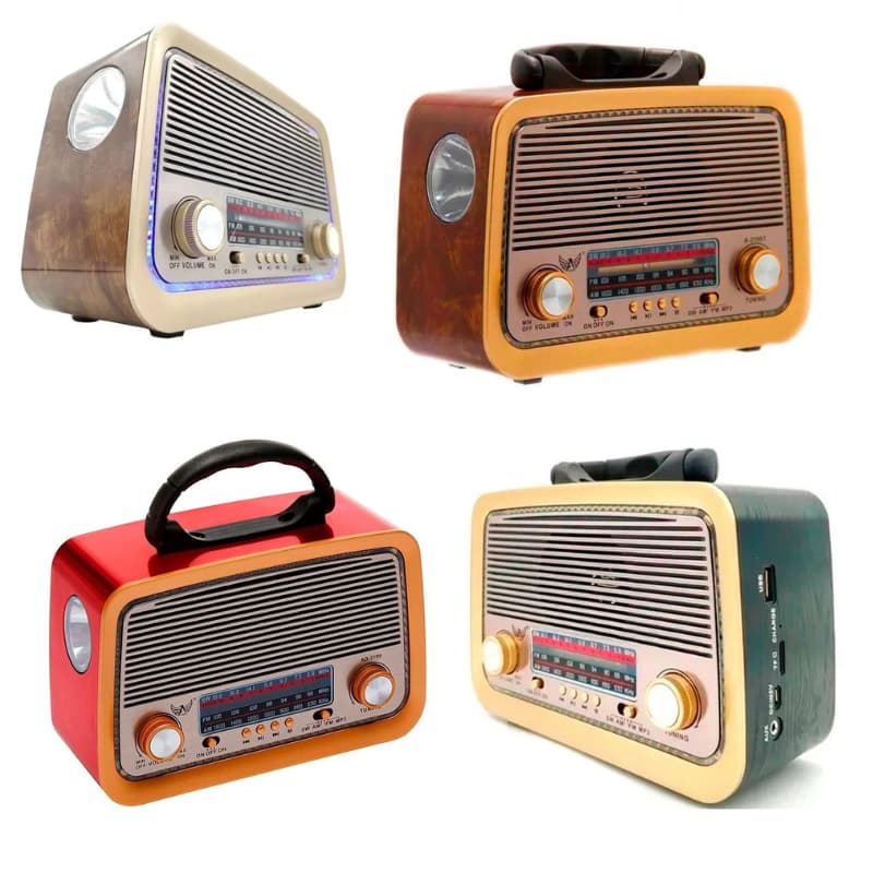 Rádio Retrô Bluetooth Am Fm Vintage Antigo Pen Drive Musica Audio Casa Decoração Áudio