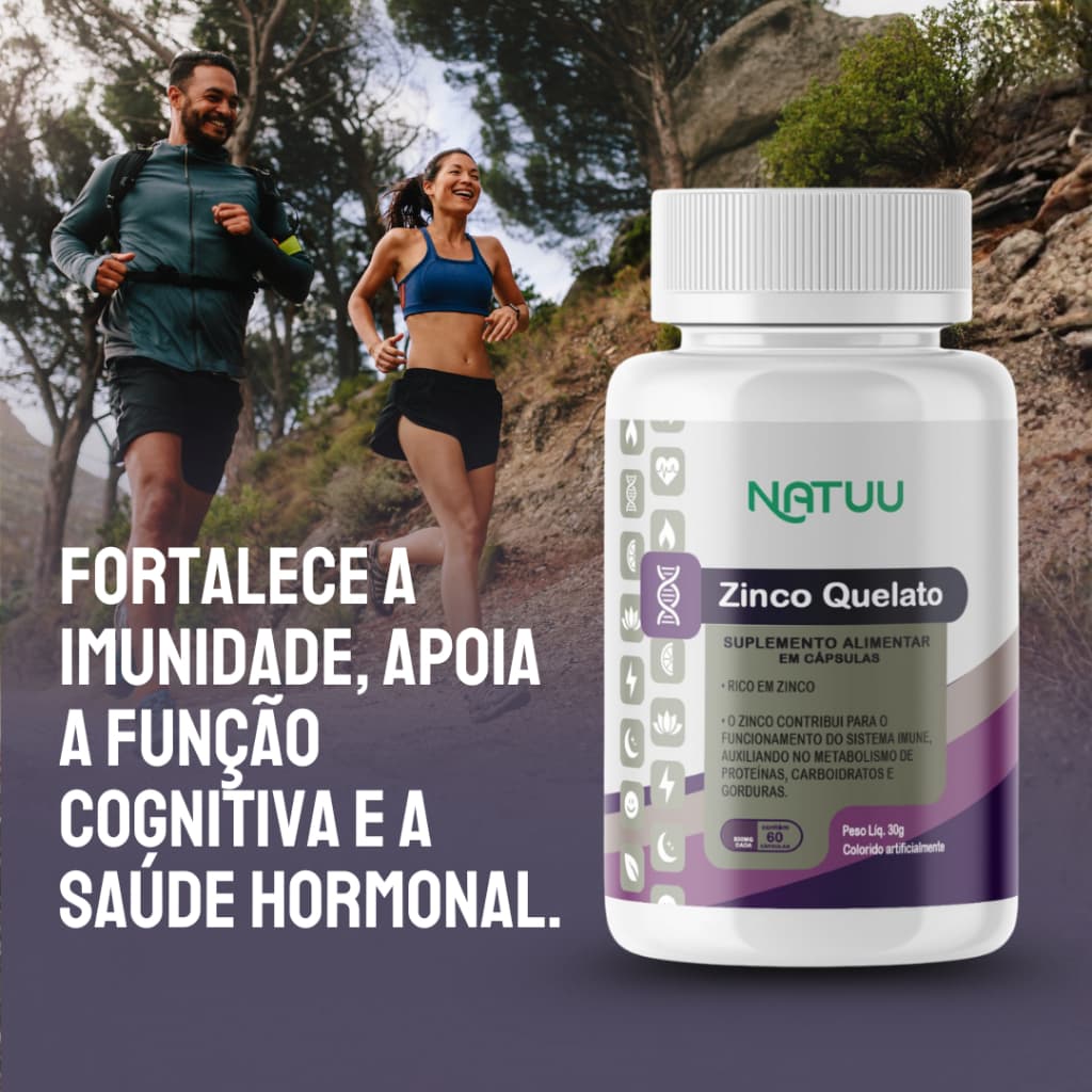 Zinco Quelato Natuu Suplementos 60 Cápsulas 1 Pote
