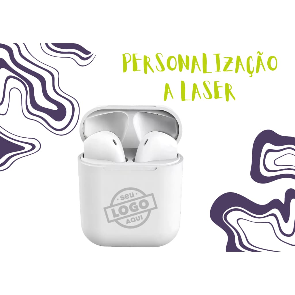 Kit 100 Fones de Ouvido Bluetooth Personalizados a Laser com Sua Logo/Nome/Desenho