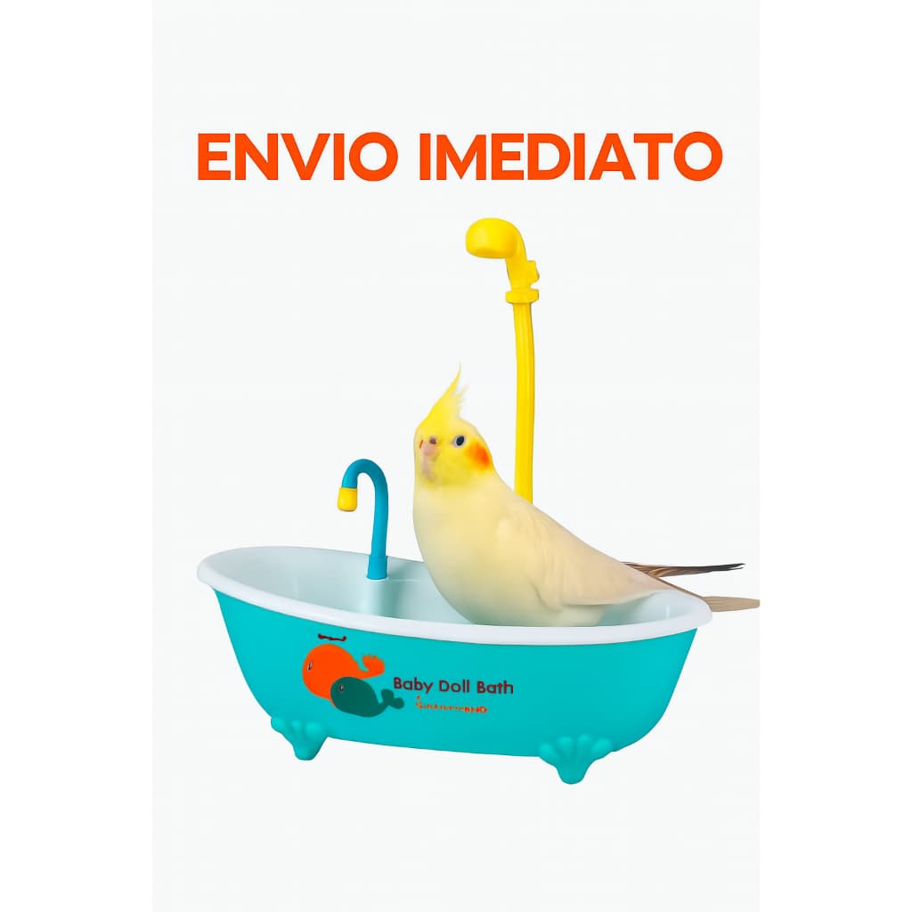 Banheira para Calopsita e Boneca com Chuveirinho – Ideal para Higiene e Diversão  Com Pilha
