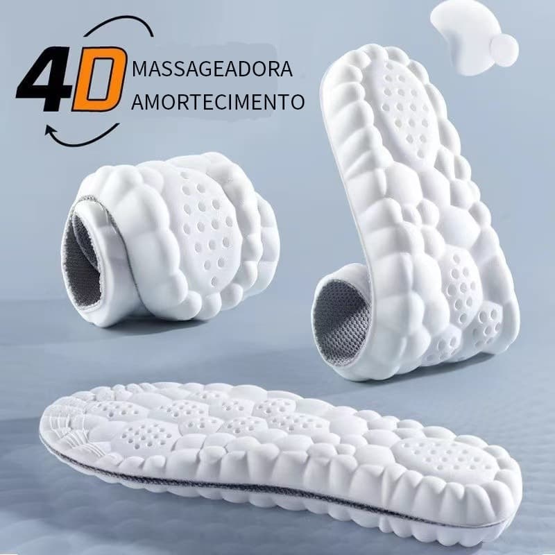 Palmilha 4D para tênis – látex com amortecimento e antiderrapante – respirável, confortável e redutor de impacto