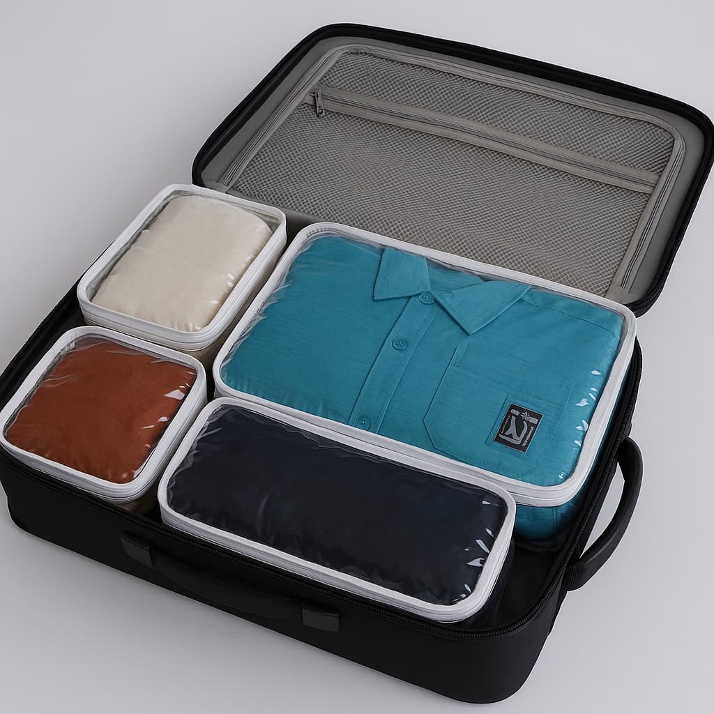 Kit Organizador de Mala Saco Bagagem Viagem  Roupa Zíper Multiuso 5 Peças