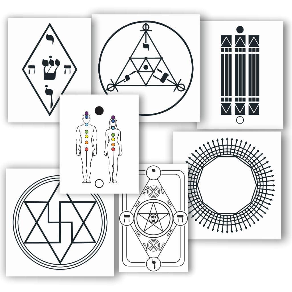 Kit 54 Gráficos Radiestesia Radiônica PVC 1mm 20x20 Proteção Prosperidade Cura + Ebook