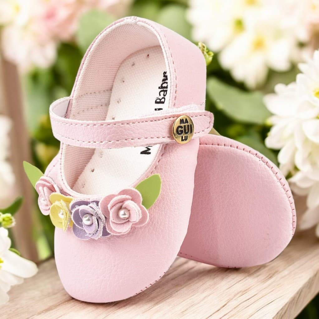 Sapatilha Flores Para meninas 0 a 12 Meses Modelo Confortável Colorido