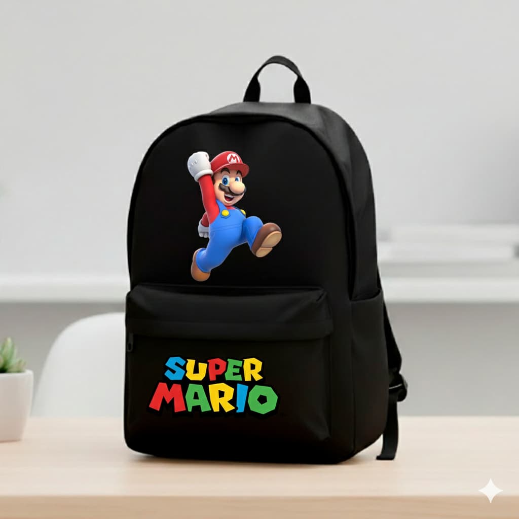 Mochila Escolar  Super Mario Espaçosa com Bolso Frontal