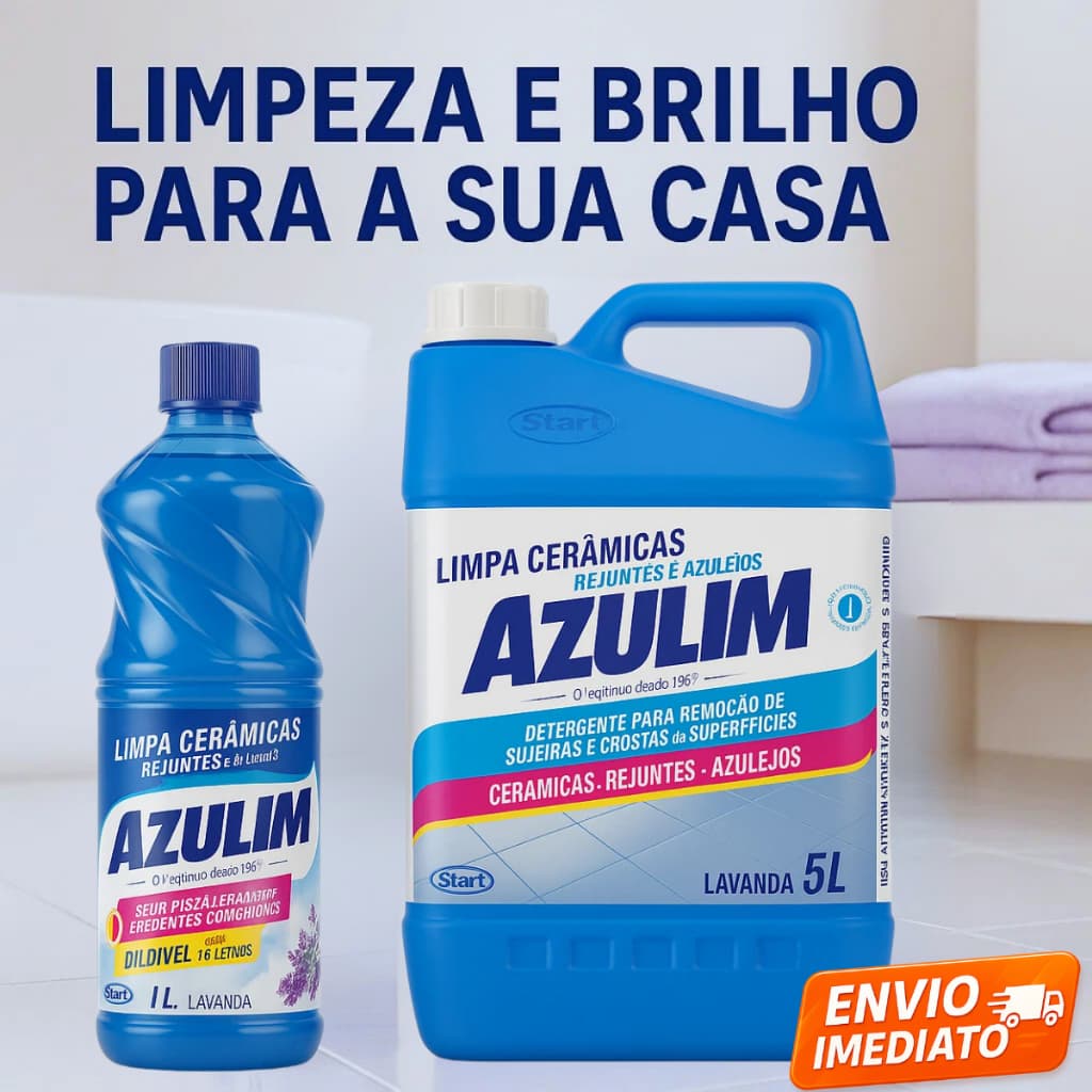 Limpa Cerâmicas Azulejos e Rejuntes AZULIM Lavanda Tira manchas 1L e 5L