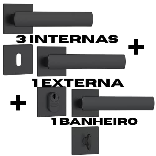 Kit 3 Fechaduras Internas + 1 Fechaduras Banheiro + 1 Fechadura Externa Stam