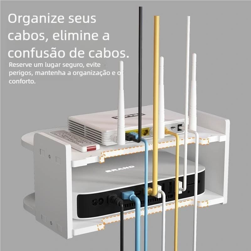 【Multiuso】Prateleira MDF para Roteador – Fixada na Parede, Suporte Invisível para TV/Video Game!