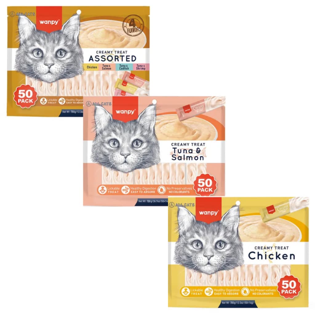 Wanpy Truly Petiscos Creamy Para Gatos Sabores Sortidos 50 Unidades