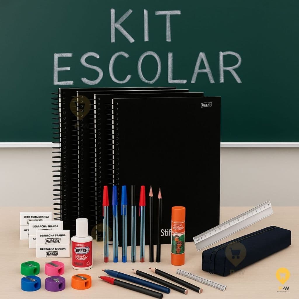 Kit Material Escolar Completo 15 Itens Volta Ás Aulas Universitário Ensino Médio
