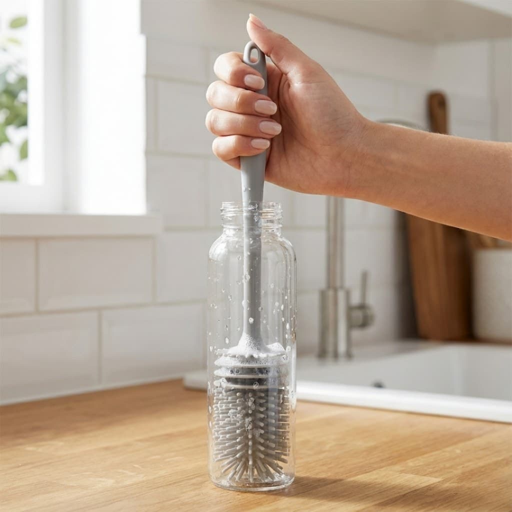 Escova Silicone Louça Garrafas Copos Mamadeiras Limpeza Profunda Antibacteriana Durável