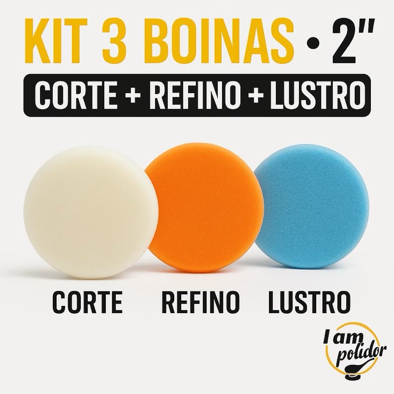 Kit 3 Boinas 2” – Mini Polimento Automotivo | Corte/Refino/Lustro
