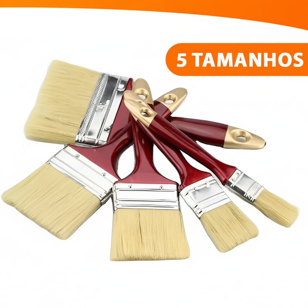 Kit 5 Pincéis Trincha Para Construção Multiuso Pintura Tamanhos Mais Usados