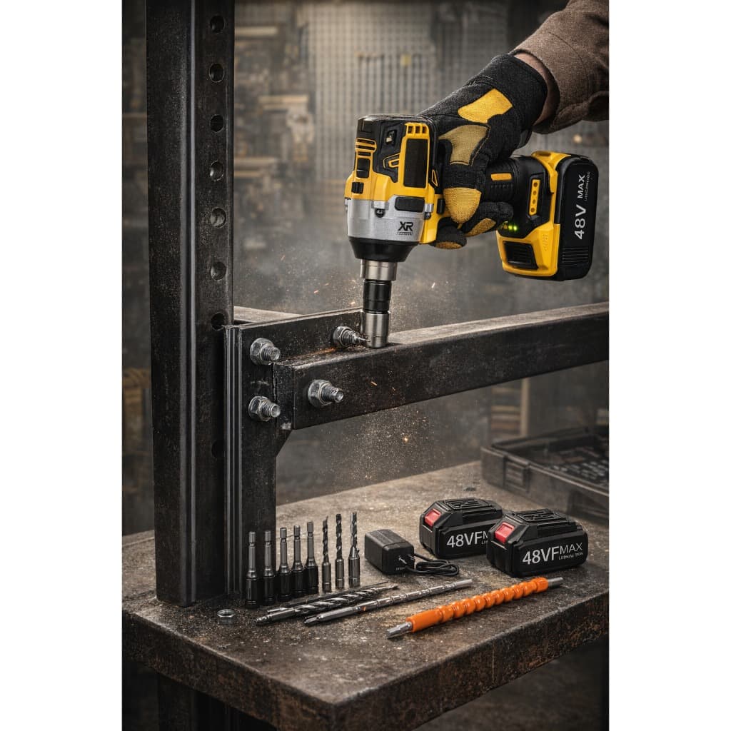 Chave de Impacto e Parafusadeira 48v Profissional 3 em 1 Brushless 1/2pol Com 30 peças