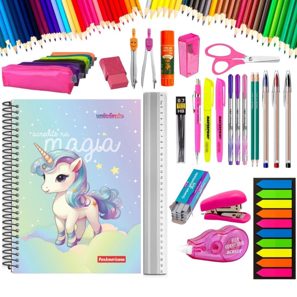 Kit Material Escolar Feminino Completo Feminina Escolar Material Estojo Escolares Caderno Lista 2026