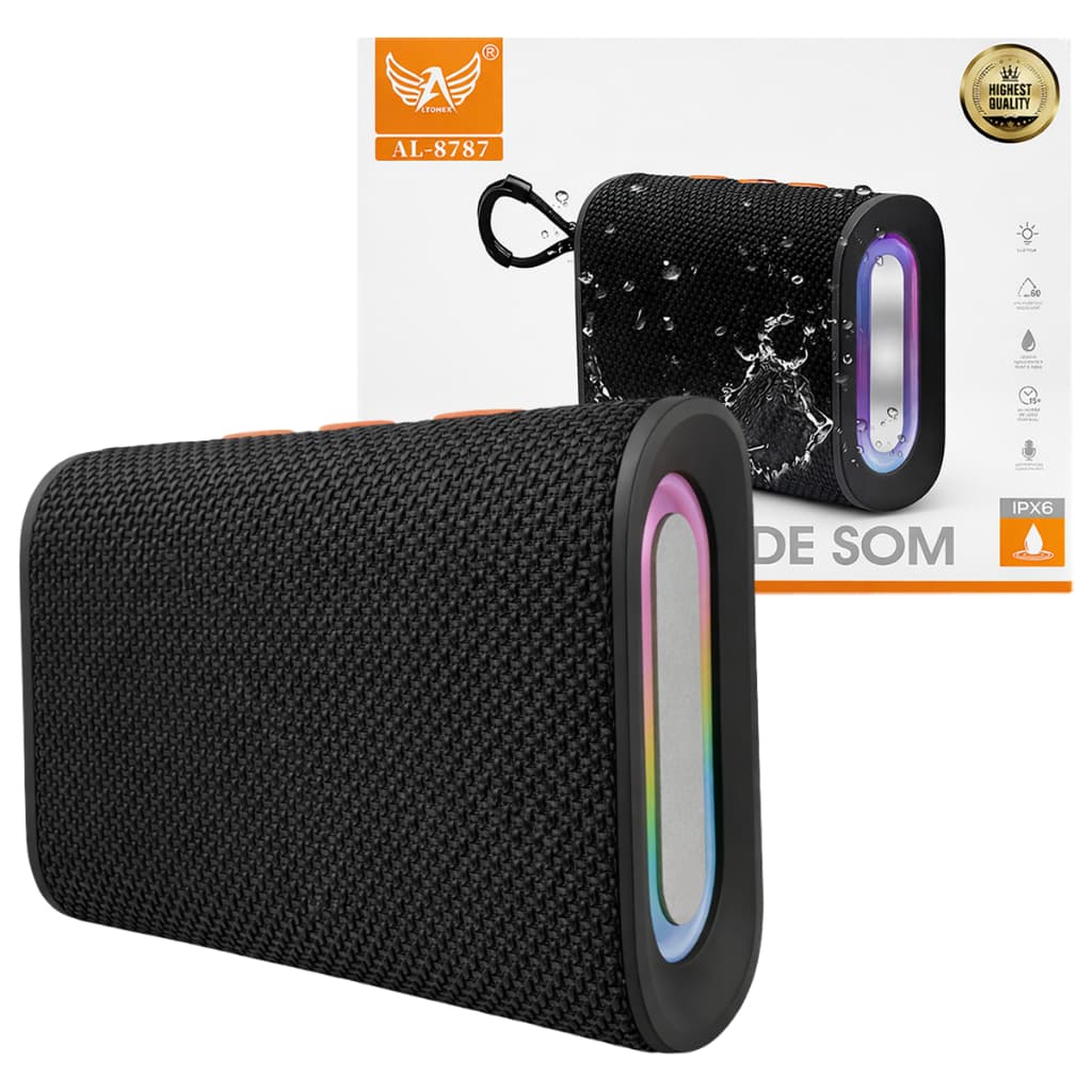 Caixa De Som Bluetooth Portátil Resistente Água Com Rádio Fm Entrada Usb Aux