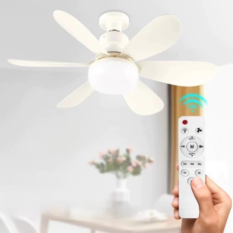 Ventilador De Teto Luz LED 60W 80W 100W Com 6 Hélices 3 Tipos De Luz Bivolt Com Controle Remoto