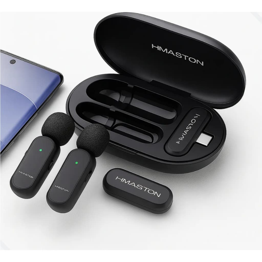 Microfone Lapela Sem Fio Profissional Tipo C H'maston Mk08 Para Vídeos Lives Entrevistas Gravação
