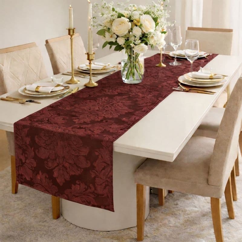 Caminho de Mesa  Jacquard 1,40 x 0,40 Luxo Alta Qualidade Cozinha Sala e Jantar Elegante