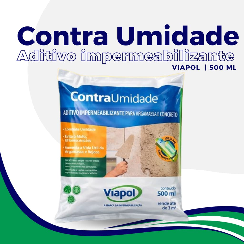 Aditivo impermeabilizante Contra Umidade 500ml viapol argamassa concreto Construcao em obra e reboco