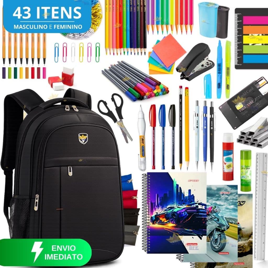 Kit Material Escolar Completo Volta As Aulas Ensino Médio 2026 Estojo Escolar Masculino Feminino