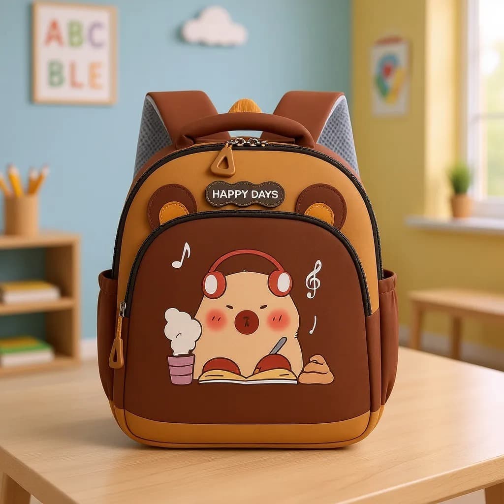 Mochila Escolar Infantil Desenho Capivara Passeio E Conforto Volta as Aulas