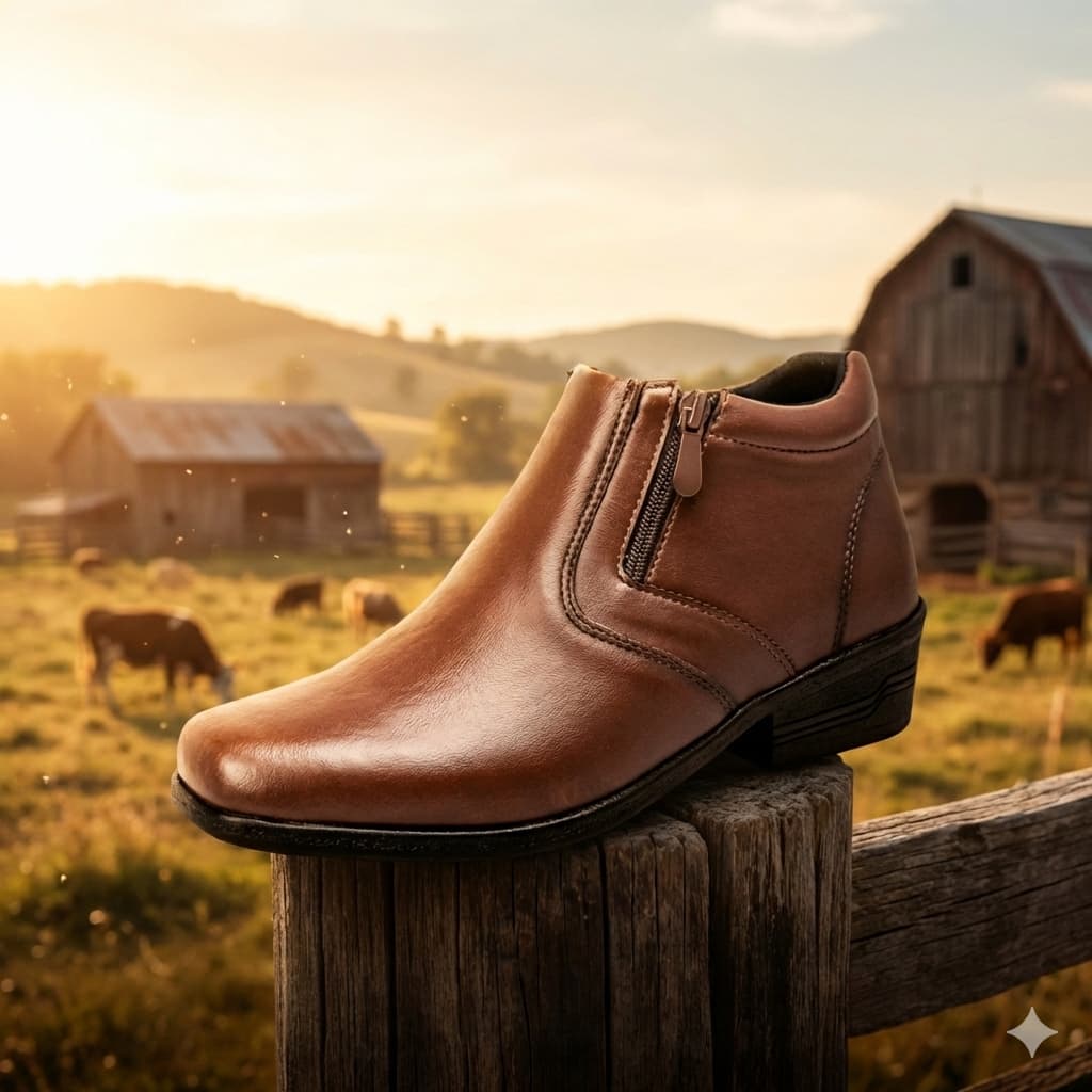 Bota Masculina Casual Botina Confortável Macia Couro Eco Cano Baixo