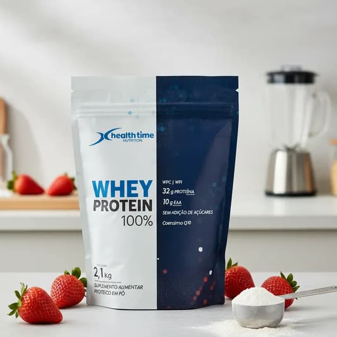 Whey Protein 100% Isolado Hardcore Series HealthTime Sem Açúcar 32g Proteína 5g Glutamina 6g Bcaa