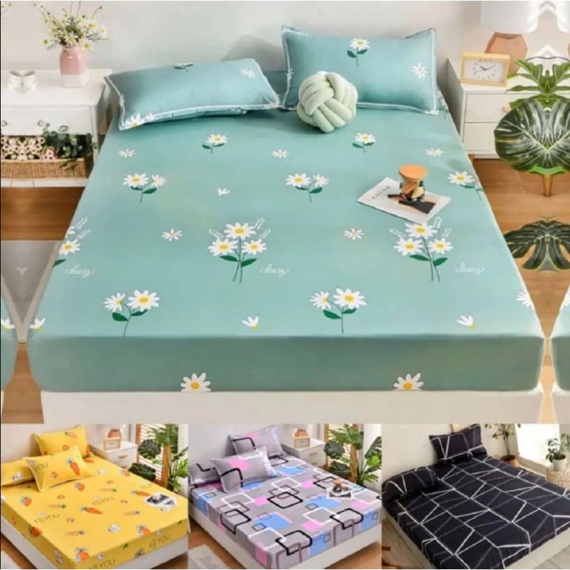 Jogo de Cama Lençol Com Elastico e Fronhas Solteiro Casal Padrão Queen King Size King Size 4 Peças