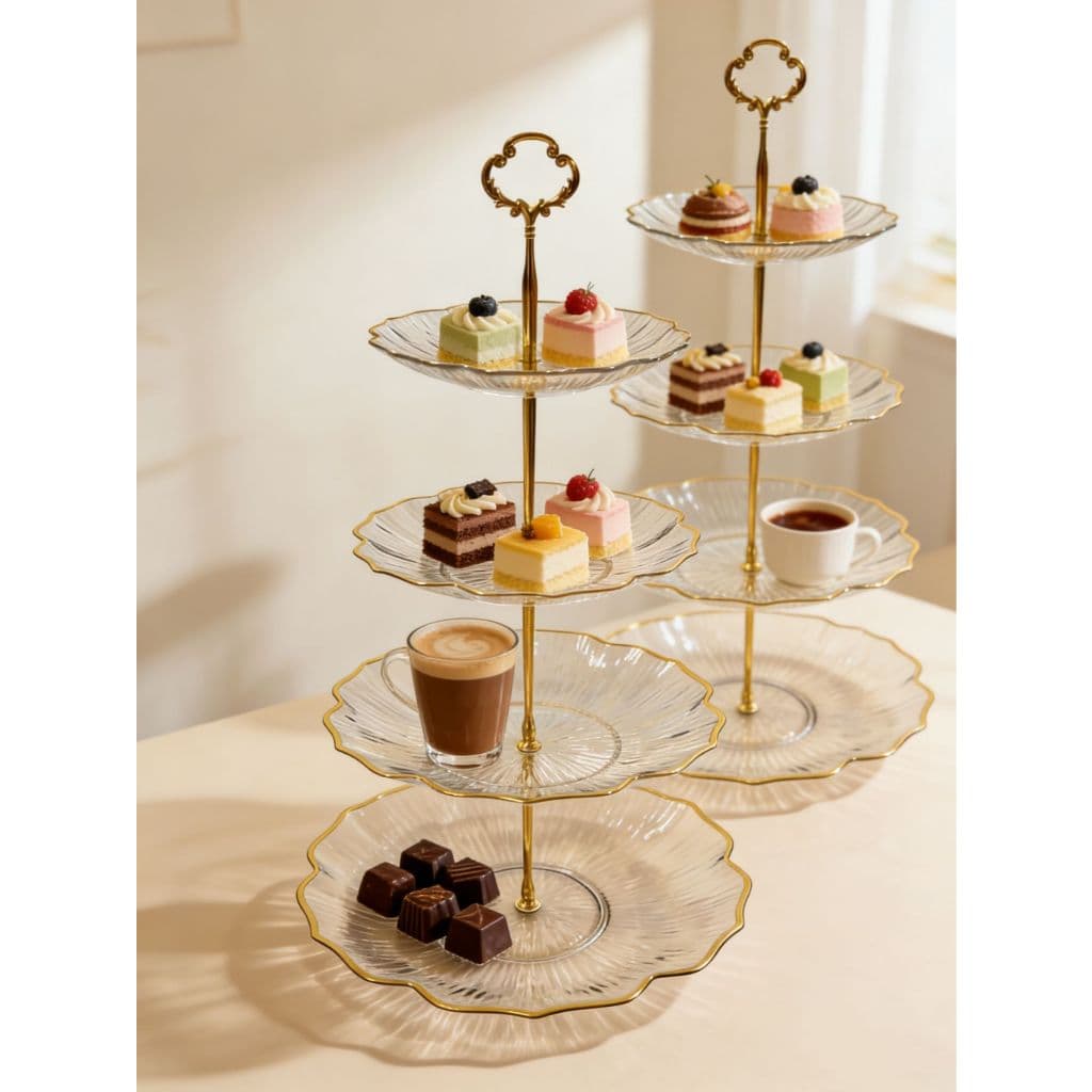 Suporte de Doces e Petiscos de 2 e 3 Andares – Decorativa para Mesa Posta, Festas e Chá da Tarde