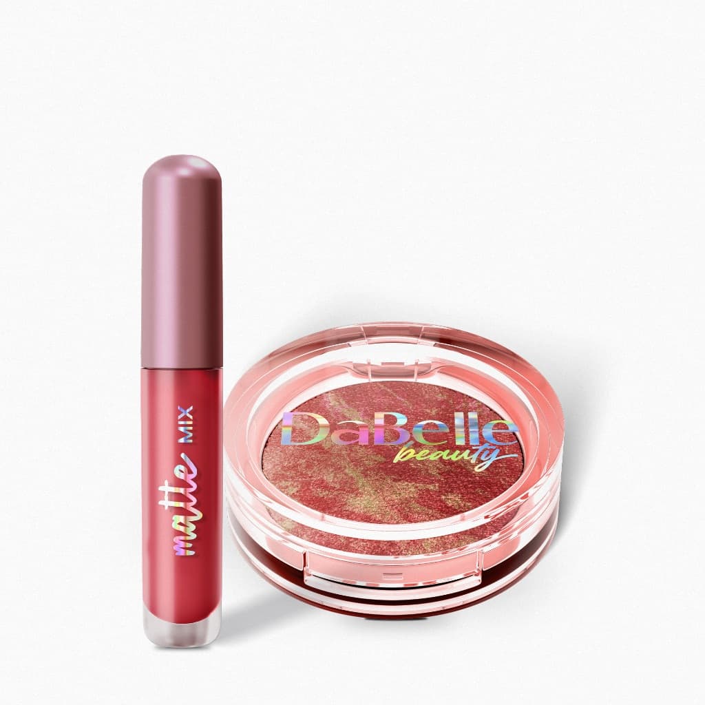 Kit Dabelle Batom Líquido Matte e Blush Glow Compacto