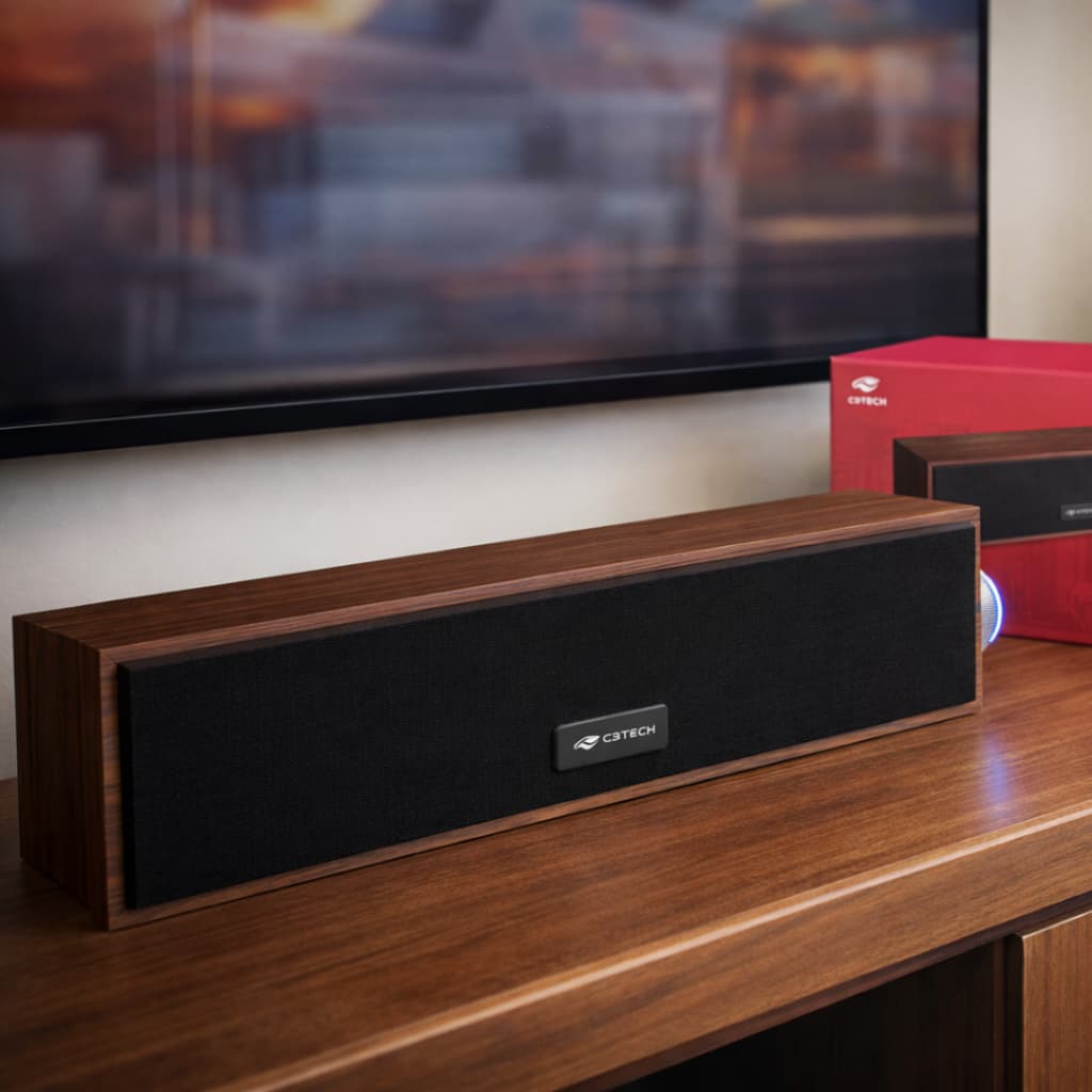 Caixa de Som Speaker P2 USB para Computador e Notebook Estéreo Soundbar para Tv Smartv Madeira