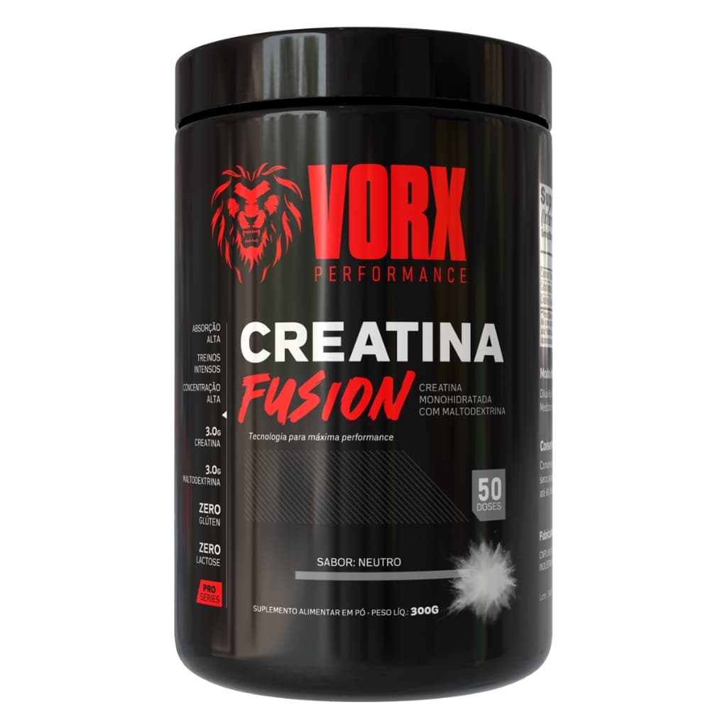 Creatina Fuze Pote 300g Vorx - Creatina com sabor - Creatina Barata - Rende 50 doses - Creatine