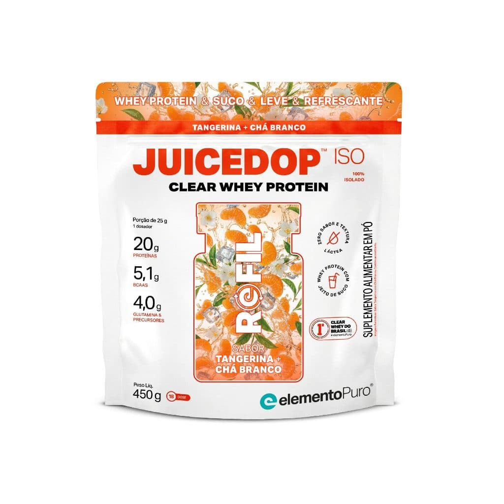 Whey Protein JUICEDOP ISO Clear Whey Protein 100% Isolado REFIL 450g elementoPuro Whey Jeito de Suco