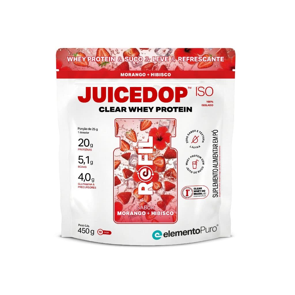 Whey Protein JUICEDOP ISO Clear Whey Protein 100% Isolado REFIL 450g elementoPuro Whey Jeito de Suco
