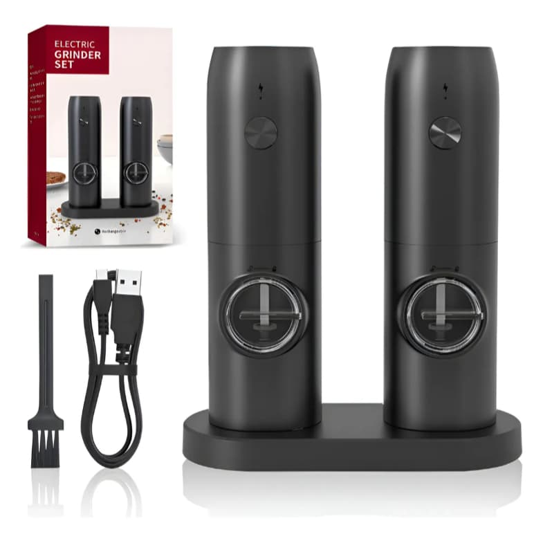 Conjunto De Moedor De Café Grãos Triturador Elétrico A Bateria 127/220v Preto
