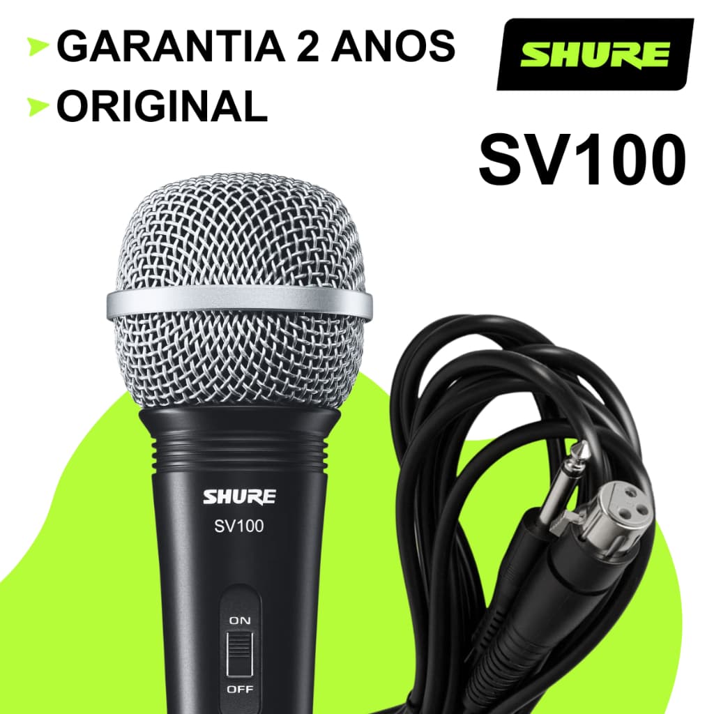 Microfone Profissional Com Fio Dinâmico Microfone Shure Original Microfone Shure Sv100 Com Cabo
