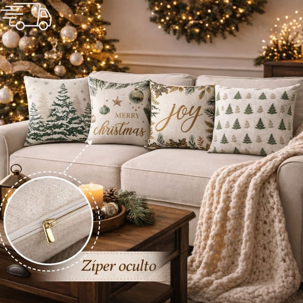 Kit 4 Capas de Almofada Natalinas Promoção