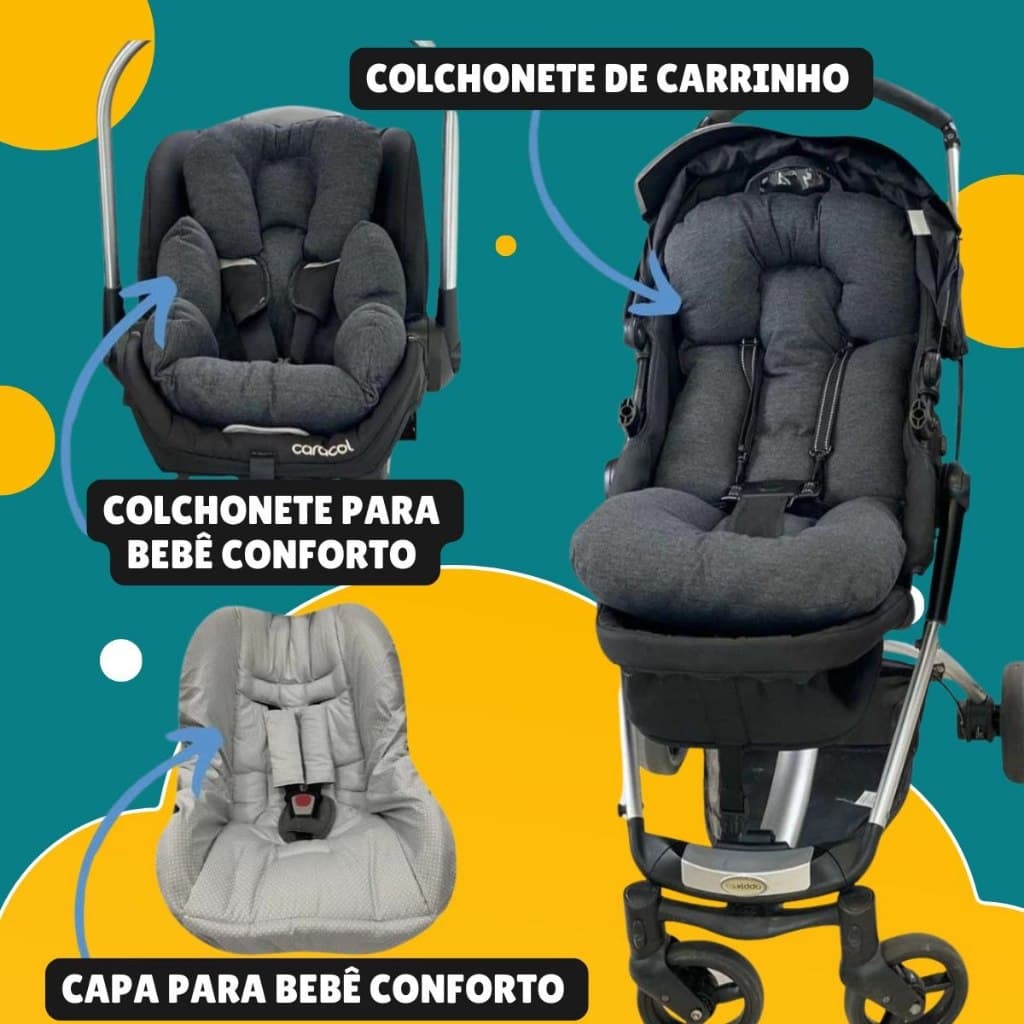 Kit Colchonetes Dupla Face + Capa Bebê Conforto 4 peças Para carrinho de bebê conforto garantido