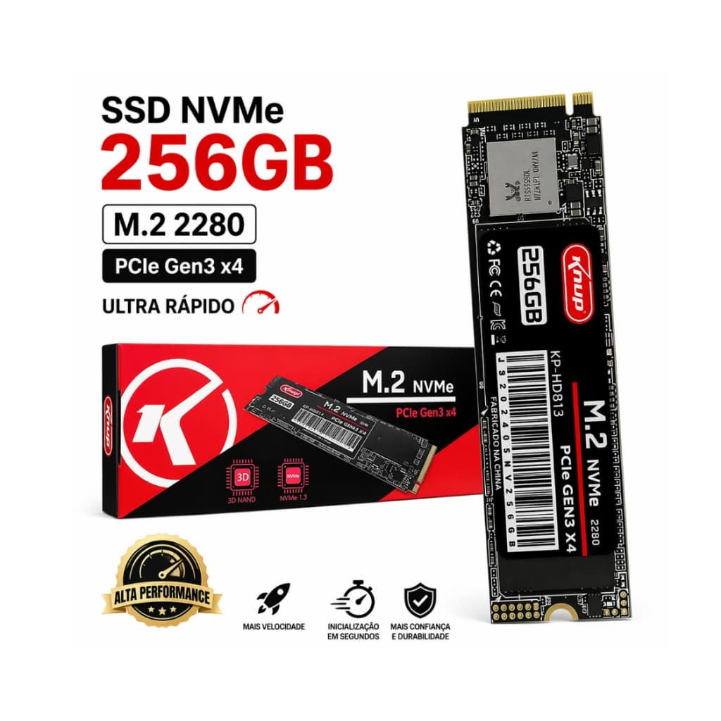 SSD M.2 NVMe 2280 256GB PCIe Gen3 x4 Alto Desempenho HD Interno Ultra Rápido para Notebook e Desktop