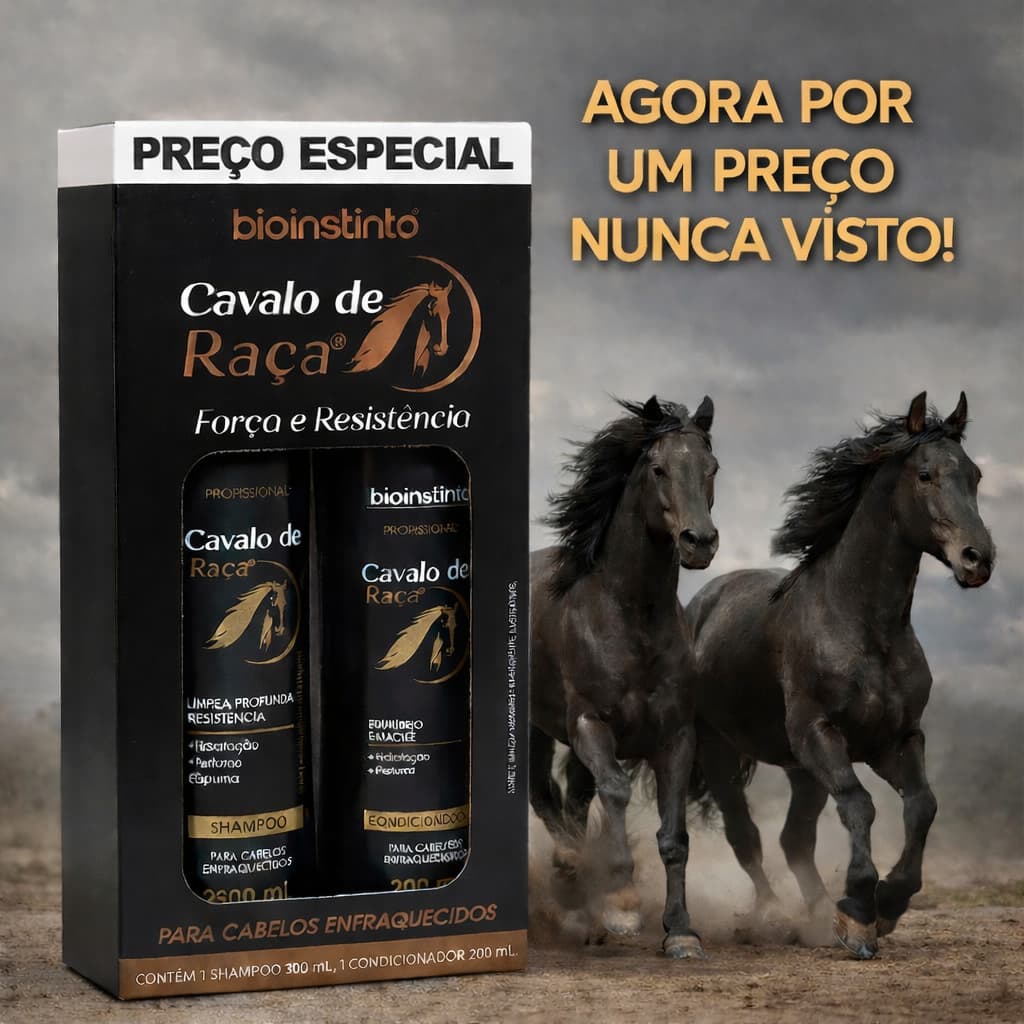 Kit shampoo e condicionador Antiqueda e crescimento acelerado Cavalo de Raça Promoção