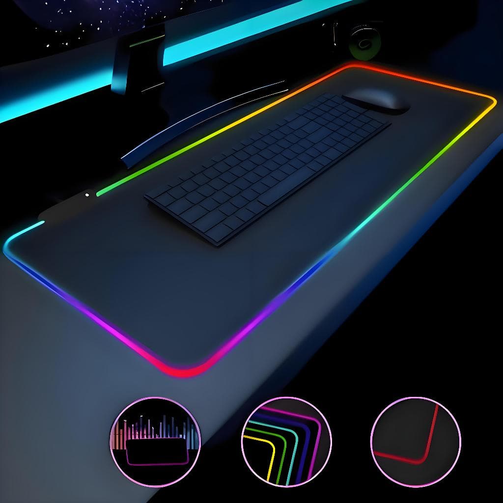 2 em 1 Mouse Pad Gamer Extra Grande Led Rgb 80*30 Cm Mousepad +Carregador sem fio para celular 15W-K3