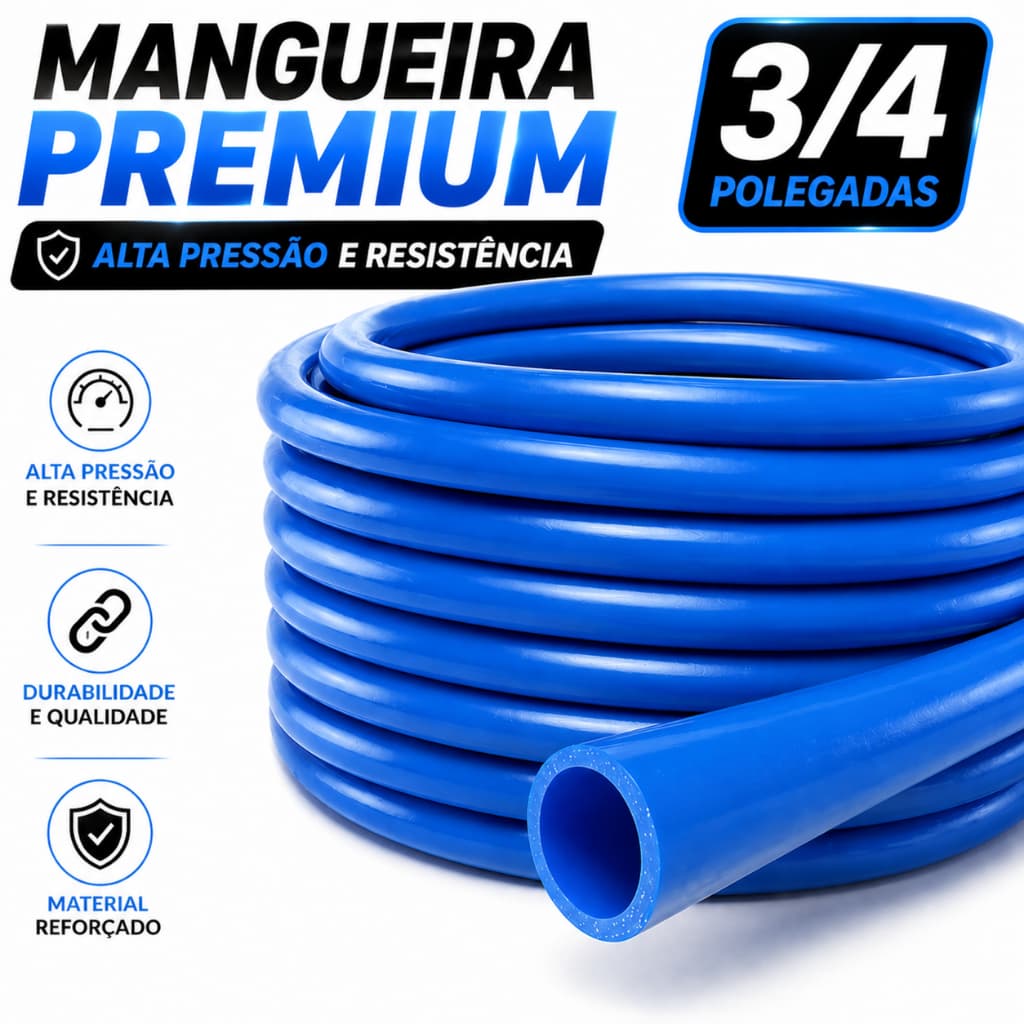 Mangueira Jardim 3/4 Reforçada Alta Pressão Siliconada Flexível Irrigação Sitio Azul Laranja