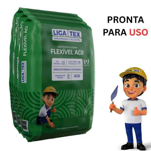 Argamassa Cimento Cola ACII Interno Externo de 1 a 5kg LigaTex Assentar Porcelanato Piso Ceramica